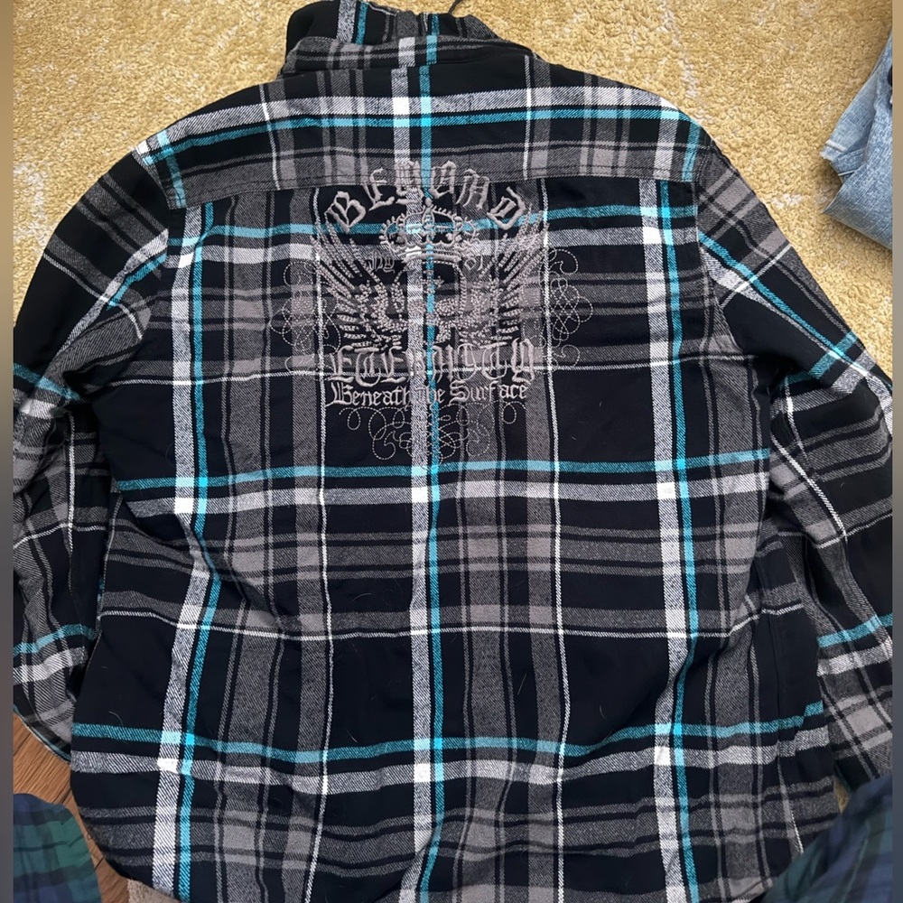 Express Black and Blue Plaid Insulated Jacket/Shirt